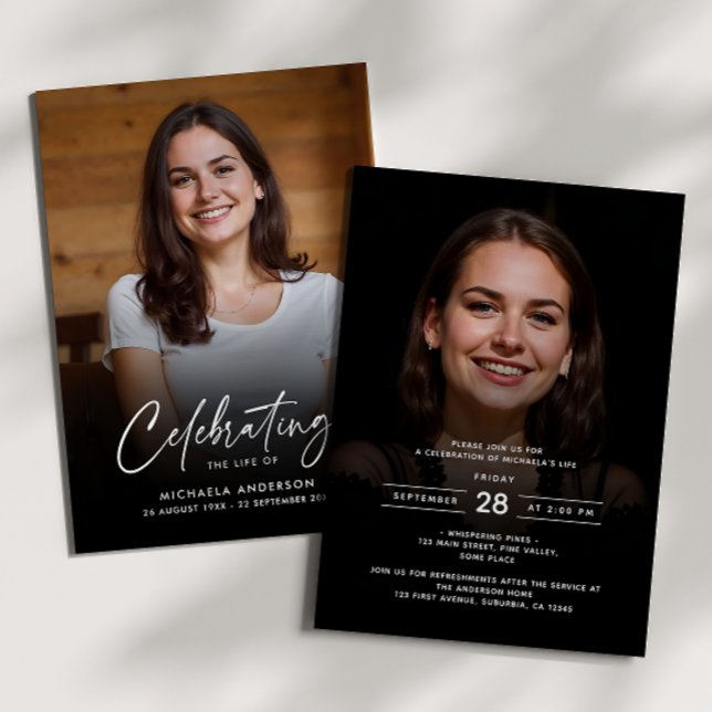 Convite 2-Foto Celebração da Vida/Funeral/Memorial (Criador carregado)