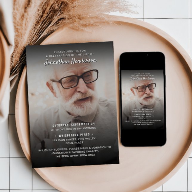 Convite 2-Foto Celebração da Vida/Funeral/Memorial (Criador carregado)