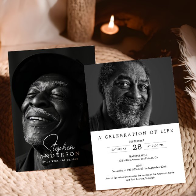 Convite 2-Foto Celebração da Vida/Funeral/Memorial (Criador carregado)