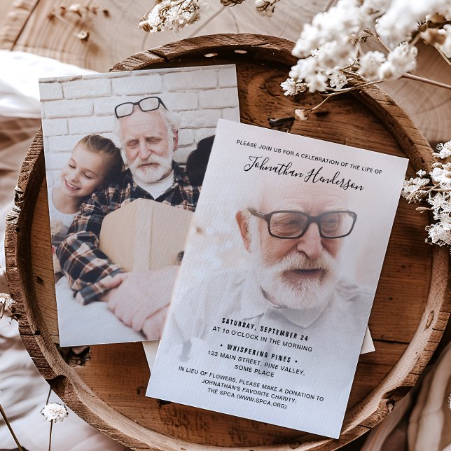 Convite 2-Foto Celebração da Vida/Funeral/Memorial (Criador carregado)