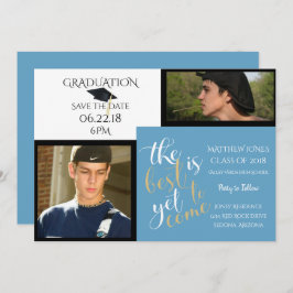 Convite 2 FOTO e ESCOLHA COR Graduação de Azul Branco