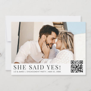 Convite 2 Foto QR Código Festa de noivado moderna