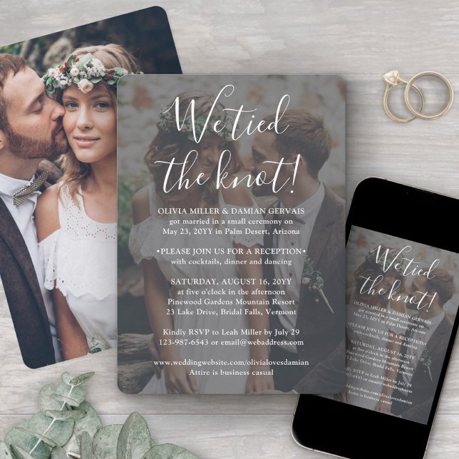 Convite 2 Foto Recepção de Casamento Nós Amarramos a Corda (Criador carregado)