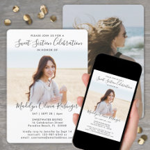 2 Foto Sweet 16 Chic Modern Elegant Script