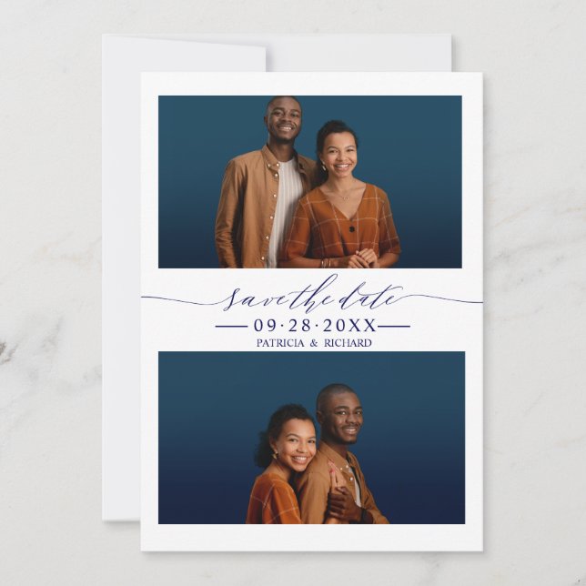 Convite 2 Fotos Casamento Save The Date (Frente)