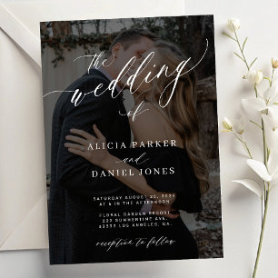 Convite 2 fotos do casamento do moderno programa de sobrep