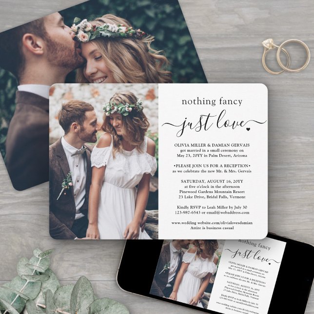Convite 2 Fotos Nada de Luxo, Só Amor Recepção de Casament (Criador carregado)