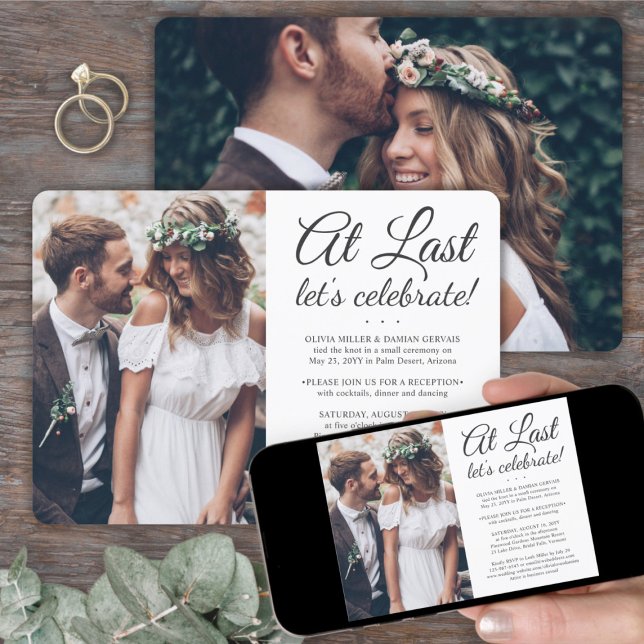 Convite 2 Fotos Por Fim Celebração De Casamento Noiva E No (Criador carregado)