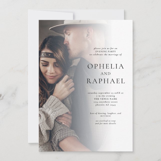 Convite 2 Fotos QR Código Bohemian Wedding Party (Frente)