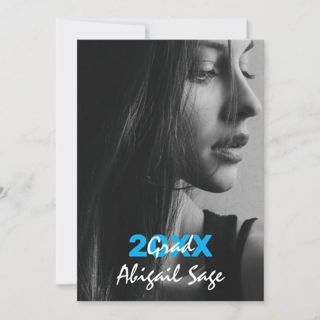 Convite 2 Graduação de Azul e Branco Moderna com Tendência (Frente)