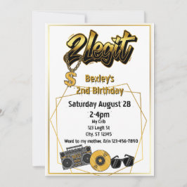 Convite 2 Legit, Musical 2nd Birthday invitation