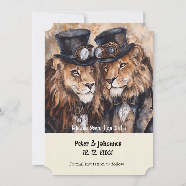 Convite 2 leões machos roubando a data (Frente)