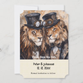 Convite 2 leões machos roubando a data