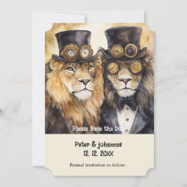 Convite 2 leões machos roubando a data