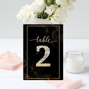 Convite 2 Números de Mesa Imprimíveis de Diamante Elegante