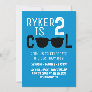 Convite 2 Óculos de Sol Retro Cool Menino 2º Aniversário A