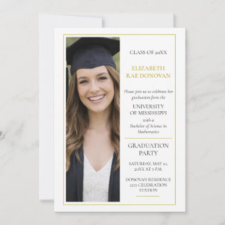 Convite 2-Photo Elegant Minimalist Graduation Party |