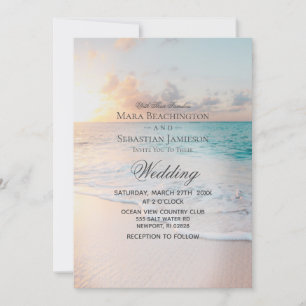 Convite *~* 2 - Sunrise Pastel Beach Sunset Wedset