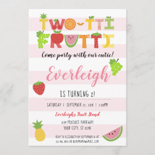Convite 2-tti Frutti - Tutti Fruity Aniversário