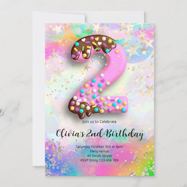 Convite 2nd Birthday Girls Invitation (Frente)