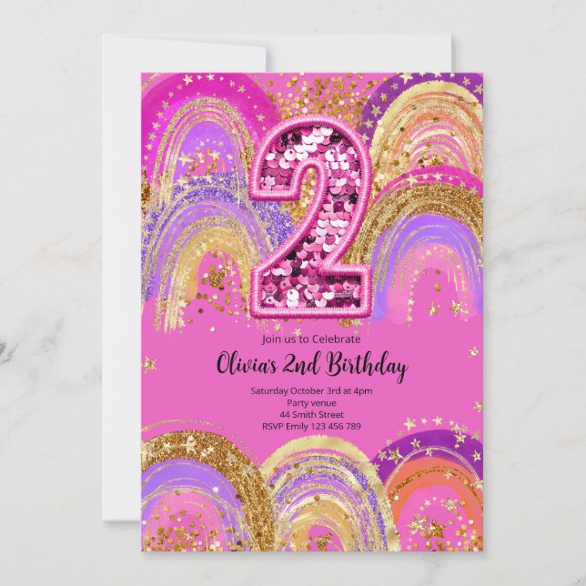 Convite 2nd Birthday Girls Invitation (Frente)