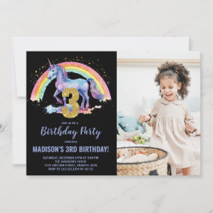 Convite 3ª foto do Rainbow Unicorn Birthday Invtions