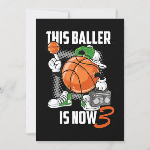Convite 3º Aniversário do Jogador de Basquete Engraçado