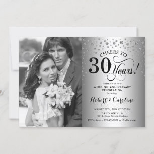 Convite 30º Aniversário de Casamento com Foto - Prata