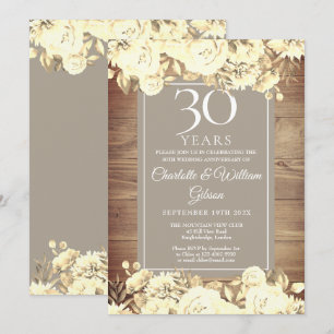 Convite 30º Aniversário de Casamento Rosas Rústicas