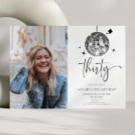 Convite 30º Partido do aniversário de 30 anos de Fotografi<br><div class="desc">Este é um Convite de festas de Foto de aniversário de 30 anos de Foto de Bola de Disco Trinta Prata!</div>