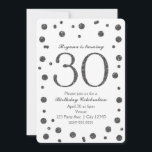 Convite 30 30 Festa de aniversário de pontos brilhantes pr<br><div class="desc">30 de 30 Convites de festas de aniversários com pontos brilhantes de prata.</div>