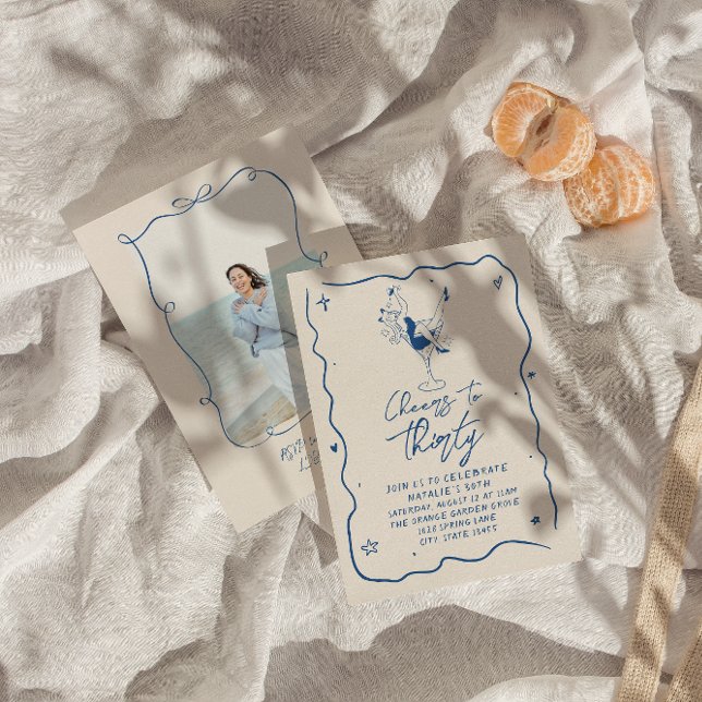 Convite 30 anima-se a trinta Festas de aniversário de foto (Criador carregado)