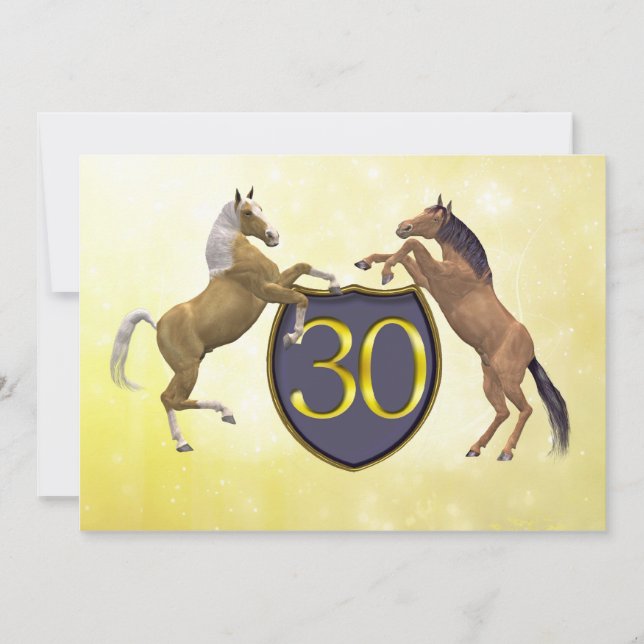 Convite 30 anos de idade, cavalos de criação de festas de  (Frente)