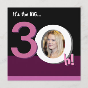 Convite 30 Big 3Oh! Festa de aniversário de Modelo de Fot
