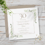 Convite 30 Casamento Aniversário Pearl Greenery Floral<br><div class="desc">Apresentando delicadas folhas de aquarela,  este convite de aniversário chic pode ser personalizado com suas informações especiais de comemoração de 30 anos,  com um fundo pérola no sentido inverso. Projetado por Thisnotme©</div>