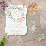 Convite 30 Casamento Rosas de Pérola de Aniversário Floral<br><div class="desc">Com uma delicada camada floral de aquarela,  este convite de 30 de casamento botânico pode ser personalizado com suas informações especiais de aniversário de pérolas. O reverso apresenta uma garland floral correspondente que enquadra suas datas de aniversário em um texto branco elegante em um fundo pérola. Projetado por Thisnotme©</div>