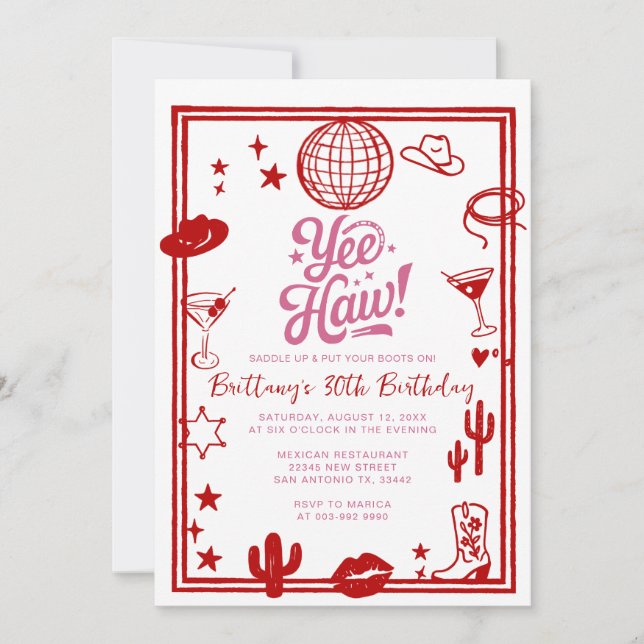 Convite 30 da Rússia Ocidental, 40º Aniversário da Cowgirl (Frente)