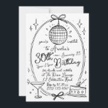 Convite 30 De Coquetel De Escrivilha Desenhada À Mão Qualq<br><div class="desc">Celebre seu estilo de aniversário de 30 anos de marco com este Convite à Bola de Disco Rosa-Chic. Apresentando um design de bola divertida, vidro martini e ilustrações de bolo em um fundo rosa vibrante, este convite personalizável é perfeito para uma celebração divertida e festiva. Personalize facilmente o texto para...</div>