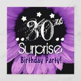 Convite 30 de girassol roxo Surpresa Modelo de aniversário