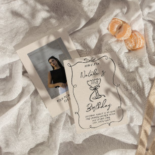 Convite 30 Doddle Black White Arco Martini Foto Aniversári