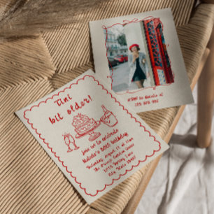 Convite 30 Doddle Champagne Cake Festa de aniversário