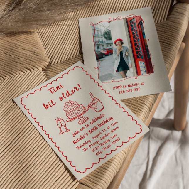 Convite 30 Doddle Champagne Cake Festa de aniversário (Criador carregado)