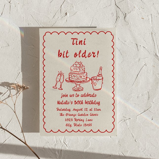 Convite 30 Doddle Champagne Cake Quirky Festa de aniversár (Criador carregado)