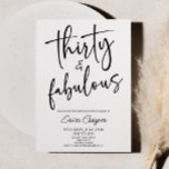 Convite 30 e fabulosa festa mínima de aniversário de 30 an<br><div class="desc">Este é um Convite de festas branco preto mínimo e brilhante,  30 e fabuloso!</div>