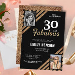 Convite 30 e Fabuloso aniversário de 30 anos de Foto Glitt<br><div class="desc">30 e Fabuloso aniversário de 30 anos de Foto Glitter 2 Surprise Convite de festas. O moderno e elegante convite de aniversário para ela. Adicione suas fotos - você pode usar uma foto antiga e nova. Você pode mudar todo o texto.</div>