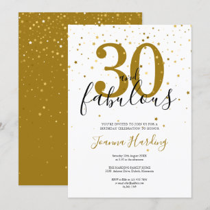Convite 30 e Fabuloso Aniversário Elegante Dourado e Preto