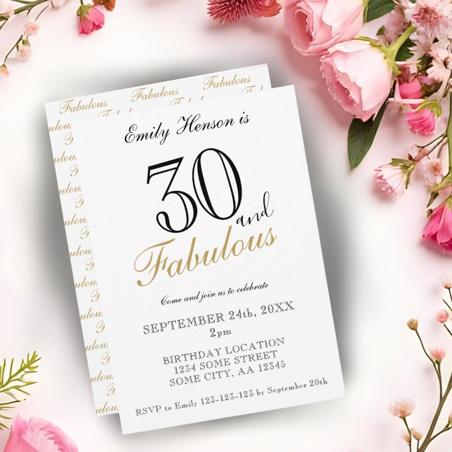 Convite 30 e Fabuloso Script Elegante de Aniversário  (Criador carregado)