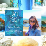 Convite 30 e Foto Azul do Oceano Azul Aniversário<br><div class="desc">30 e Flirty Ocean Blue Photo Birthday Convite para personalizar este convite de aniversário do Ocean Blue com o nome e a foto da pessoa que celebra um dia muito especial em suas vidas. Um aniversário de 30 anos é um marco especial para celebrar. Marque a ocasião planejando uma festa...</div>