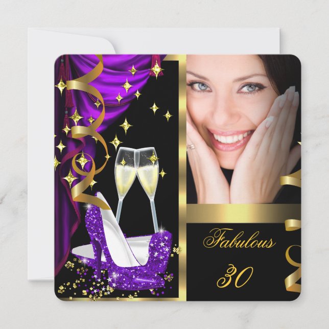 Convite 30 Fabulosas e Fantásticas Festas de Champanhe Rox (Frente)
