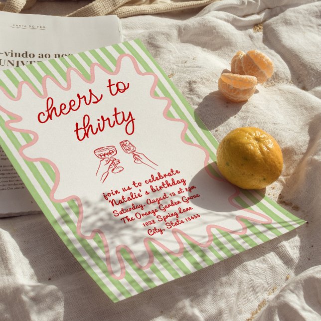 Convite 30,, Festa de aniversário Colorida com faixas (Criador carregado)